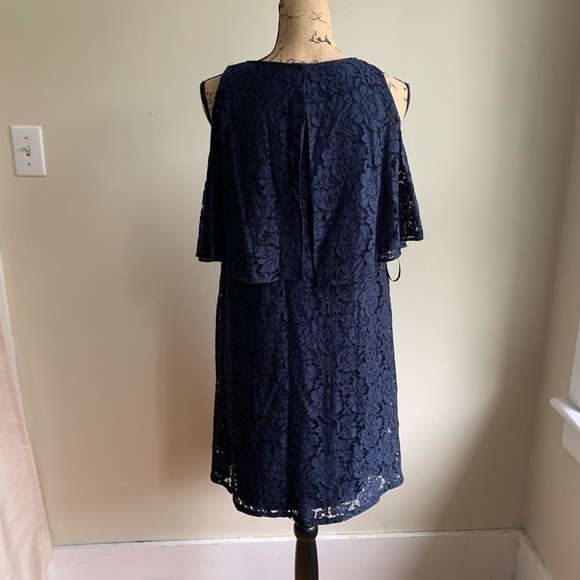 Nanette Lapore blue lace cold shoulder dress 4 - Picture 13 of 13